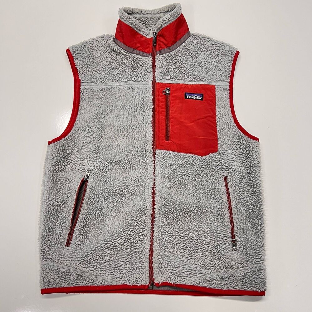 Patagonia Retro Pile Fleece Vest Men M Red/grey Retro X Style Costa Rica Vintage